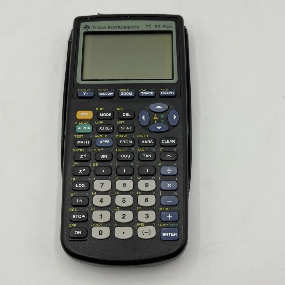 TEXAS INSTRUMENTS TI-83 PLUS GRAPHING CALCULATOR BLACK TESTED SLIDE COVER READ